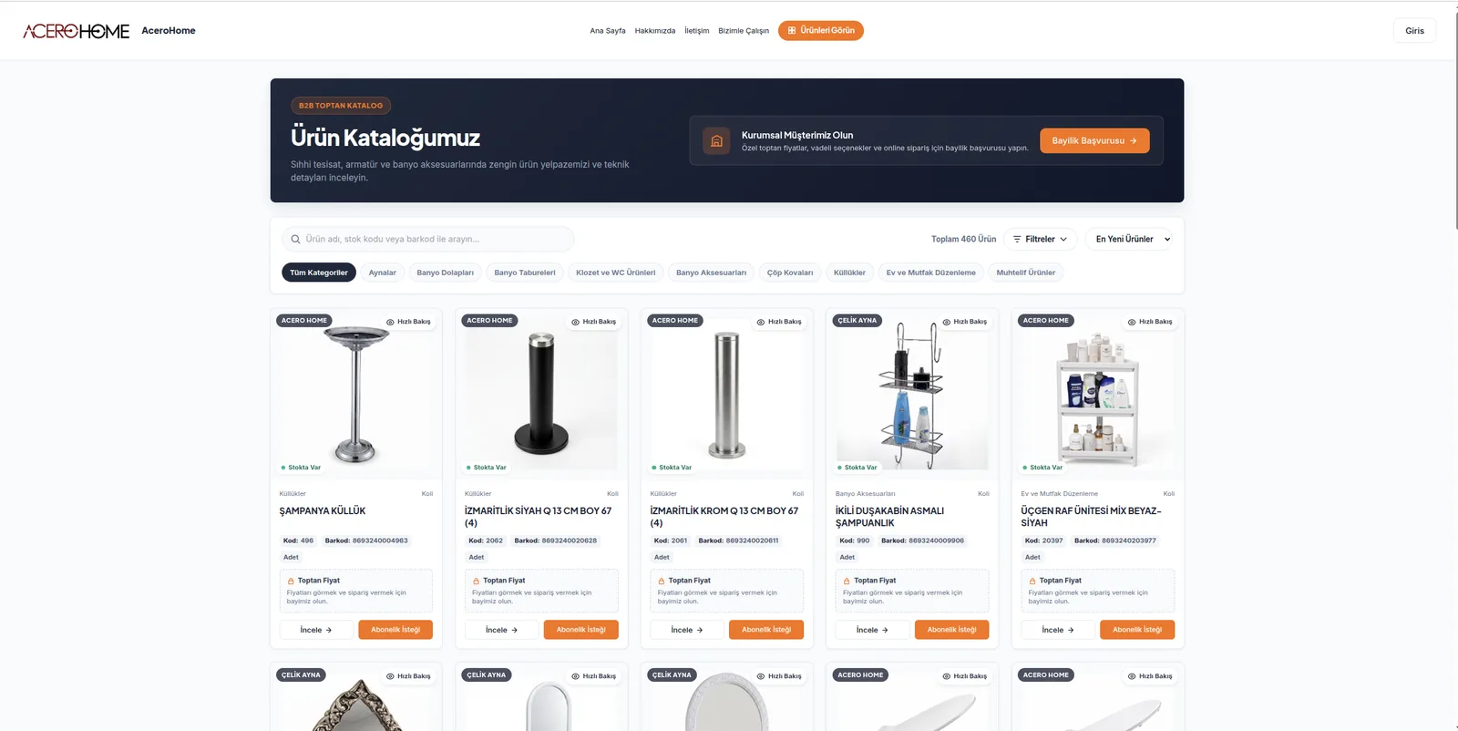 B2B Toptan Satış Uygulaması